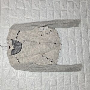 FREE PEOPLE Womens Jacket Cropped Tattered Tweed Moto Long Sleeve Asymme…